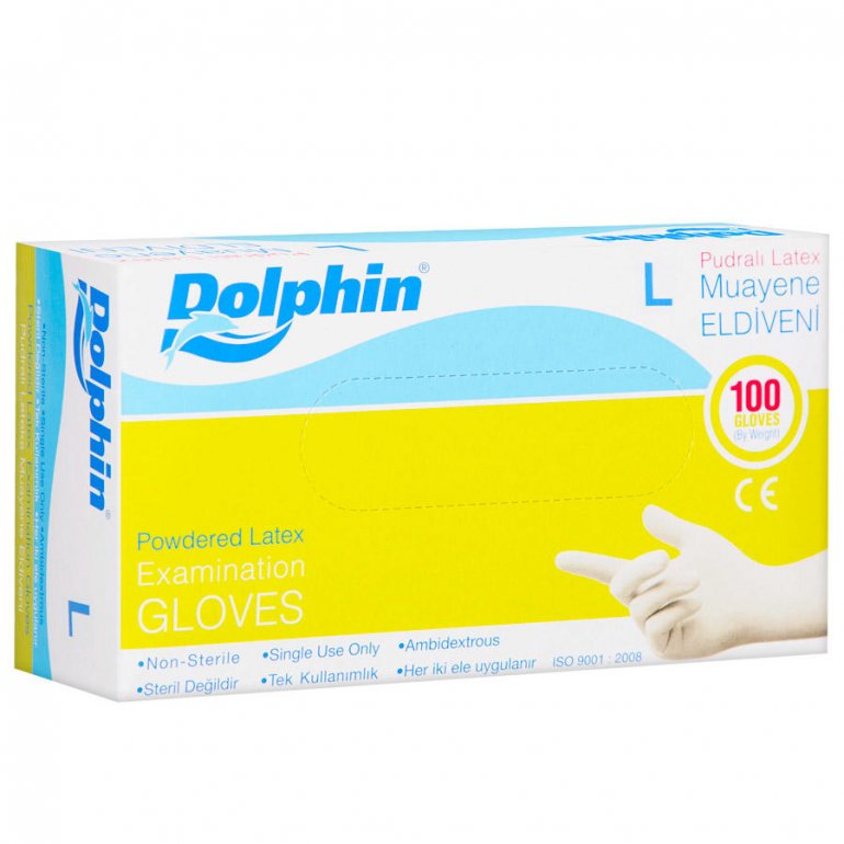 DOLPHİN LATEKS PUDRALI MUAYENE ELDİVENİ LARGE