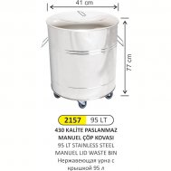 2157 95 LT MANUEL KAPAKLI AMELİYATHANE TİPİ PASLANMAZ ÇÖP KOVASI