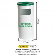 1105 BT 34 LT BAHÇE TİPİ ÇÖP KOVASI