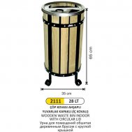 2111 28 LT AHŞAPLI YUVARLAK ÇÖP KOVASI