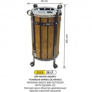 2113 28 LT AHŞAPLI YUVARLAK ÇÖP KOVASI