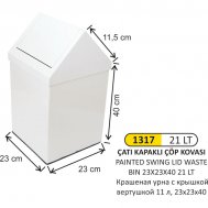 1317 21 LT ÇATI KAPAKLI BOYALI ÇÖP KOVASI