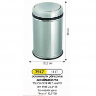 7917 DOKUNMATİK PASLANMAZ ÇÖP KOVASI 11 LT (DÖNER KAPAKLI)