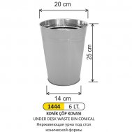 1444 6 LT PASLANMAZ KONİK ÇÖP KOVASI