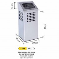 1363 İMAJ DEKORLU PASLANMAZ ÇÖP KOVASI 430 KALİTE 54 LT