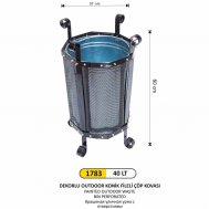 1783 DEKORLU OUTDOOR KONİK FİLELİ ÇÖP KOVASI 40 LT