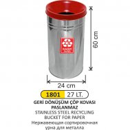 1801 27 LT GERİ DÖNÜŞÜM ÇÖP KOVASI PASLANMAZ