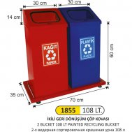 1855 108 LT 2 BÖLMELİ GERİ DÖNÜŞÜM SETİ BOYALI