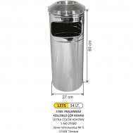 1275 5NO 34 LT PASLANMAZ KÜLLÜKLÜ ÇÖP KOVASI