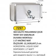 7297 304 KALİTE PASLANMAZ ÇELİK 1 LT YATAY Sıvı SABUNLUK