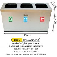 1816 GERİ DÖNÜŞÜM ÇÖP KOVASI PASLANMAZ