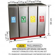 1824 4 BÖLMELİ GERİ DÖNÜŞÜM SETİ PASLANMAZ