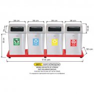 1871 4 BÖLMELİ GERİ DÖNÜŞÜM SETİ MAT PASLANMAZ