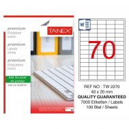 Tanex Tw-2270 Beyaz Etiket 40 mm x 20 mm