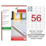 Tanex Tw-2321 Beyaz Etiket 52.5 mm x 21.2 mm